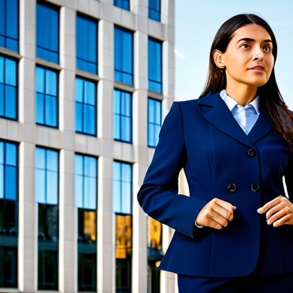 Businesswoman in Madrid**
"A professional businesswoman in a modest business suit, standing in front of the Telefonica Building in Madrid, fully clothed, appropriate attire, safe for work, perfect anatomy, natural proportions, professional photography, high quality. Focus on her confident expression. Family-friendly."
**