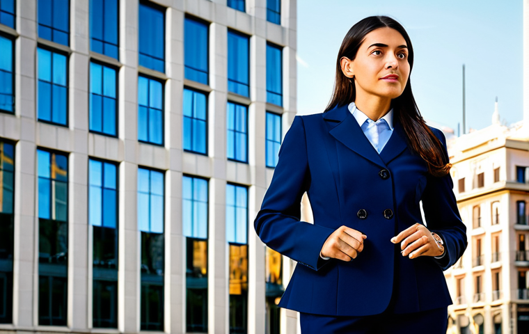 Businesswoman in Madrid**

"A professional businesswoman in a modest business suit, standing in front of the Telefonica Building in Madrid, fully clothed, appropriate attire, safe for work, perfect anatomy, natural proportions, professional photography, high quality. Focus on her confident expression. Family-friendly."

**