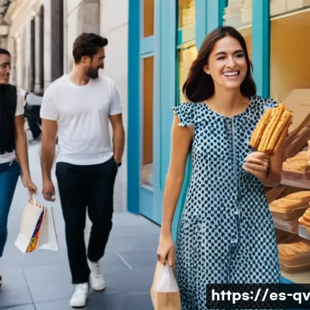 토론 주제 선정의 중요성과 방법 - **Prompt:** "A sunny day in a bustling Madrid street. A young woman, 20s, wearing a stylish, knee-le...