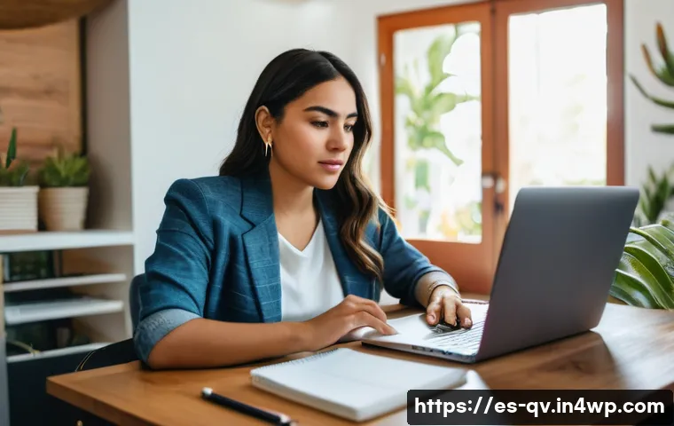 온라인 토론에서의 독창적인 아이디어 제시법 - A professional young Hispanic woman confidently participating in an online debate from a cozy, moder...